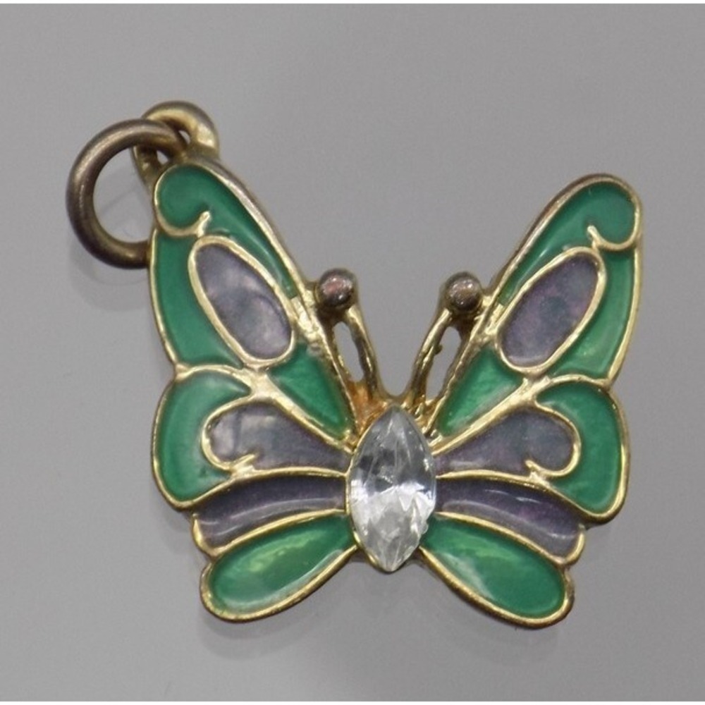 Enamel Butterfly and Rhinestone Charm Bug Insect Vintage Liz Claiborne